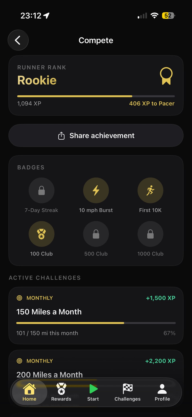 Kaevor runner rank and badges